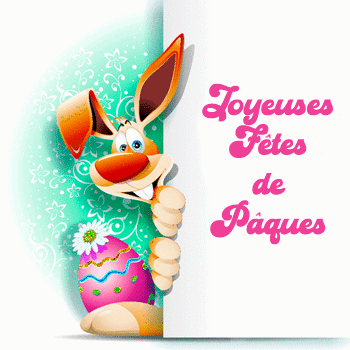 Gif animé joyeuses fêtes de Pâques lapin oeuf